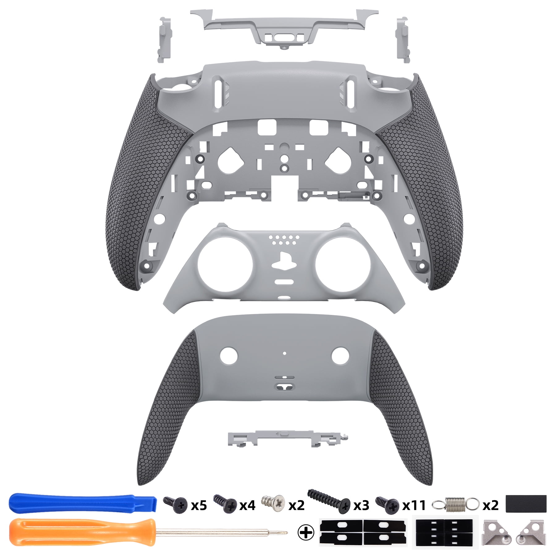 eXtremeRate Beyond-ARC Shell Kit for PS5 Edge Controller - Rubberized Grip Front & Back Cover (New Hope Gray & Classic Gray)