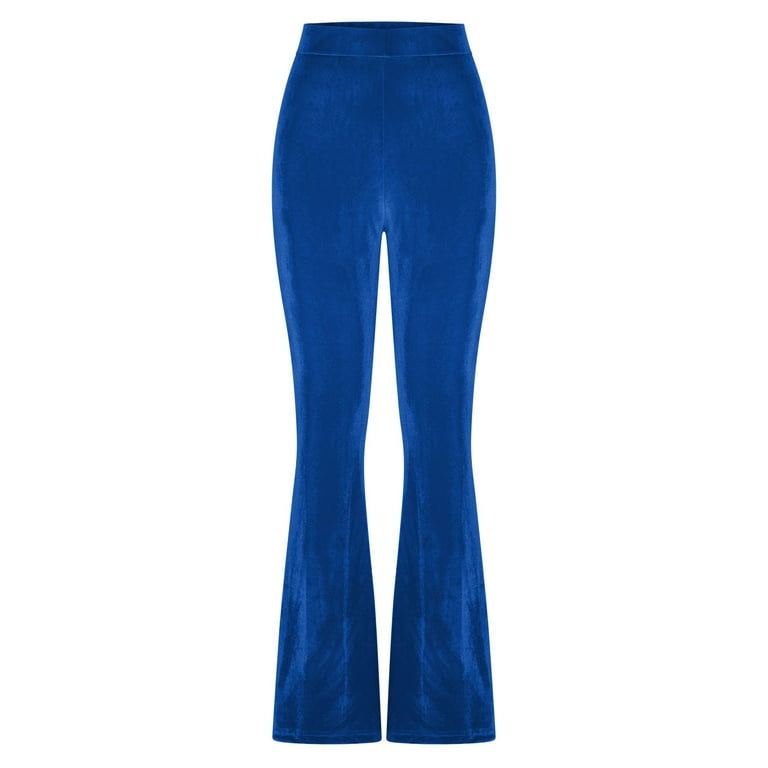 YWDJ Bell Bottom Pants for Women 70s High Waist High Rise Flared Elastic  Waist Casual Stretchy Long Pant Fashion Comfortable Solid Color Leisure Bell -bottoms Pants Pants Everyday Wear 17-Blue S 