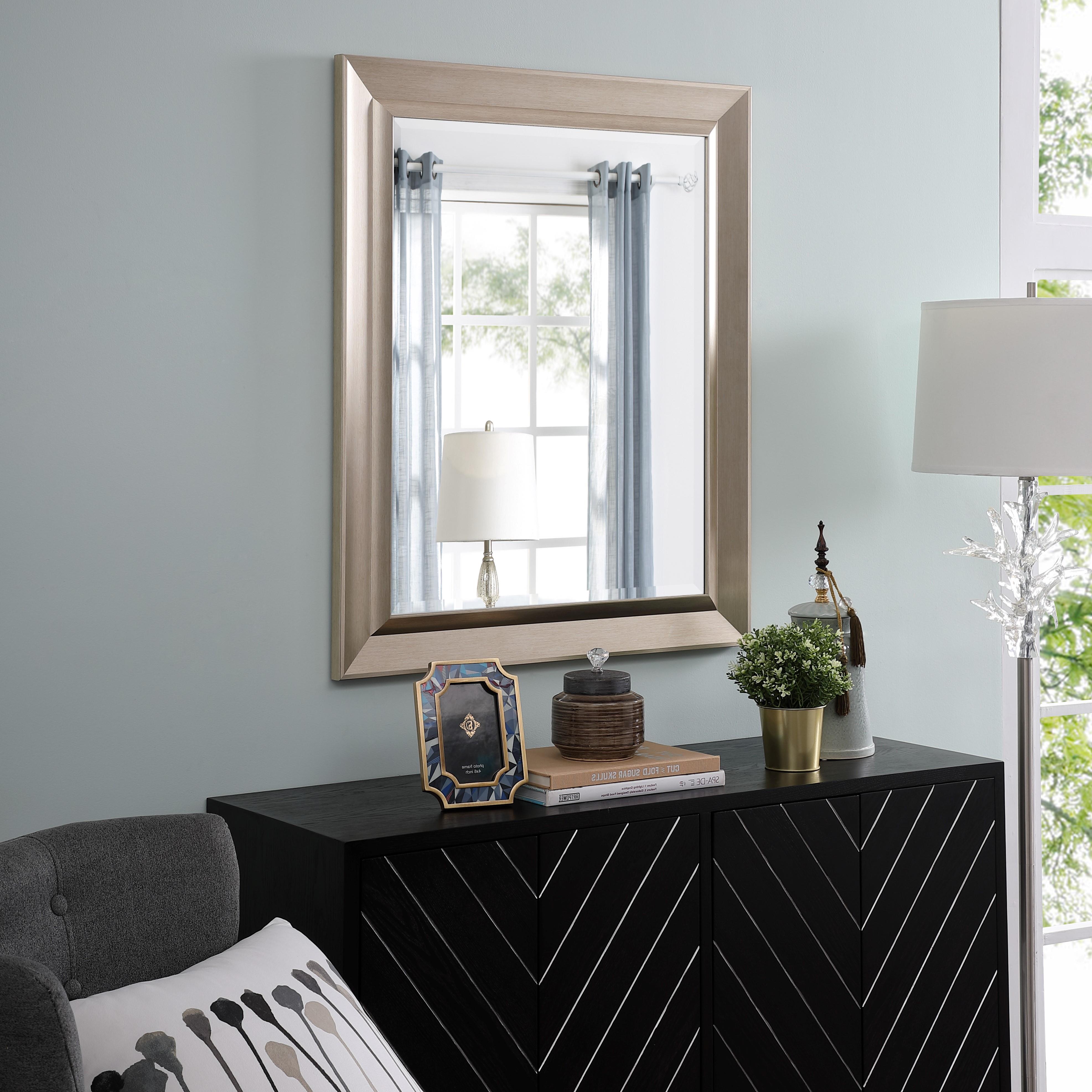 Framed Bevel Wall Mirror Champagne 36" x 30" by Naomi Home Walmart