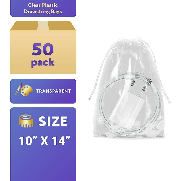 APQ Clear Drawstring Bags 10 x 12 Inch, Pack of 100 Drawstring Travel Shoe  Bags for Packing, 2 Mil PE Clear Plastic Shoe Bags, Reusable Plastic Travel  Bags for Shoes with Double