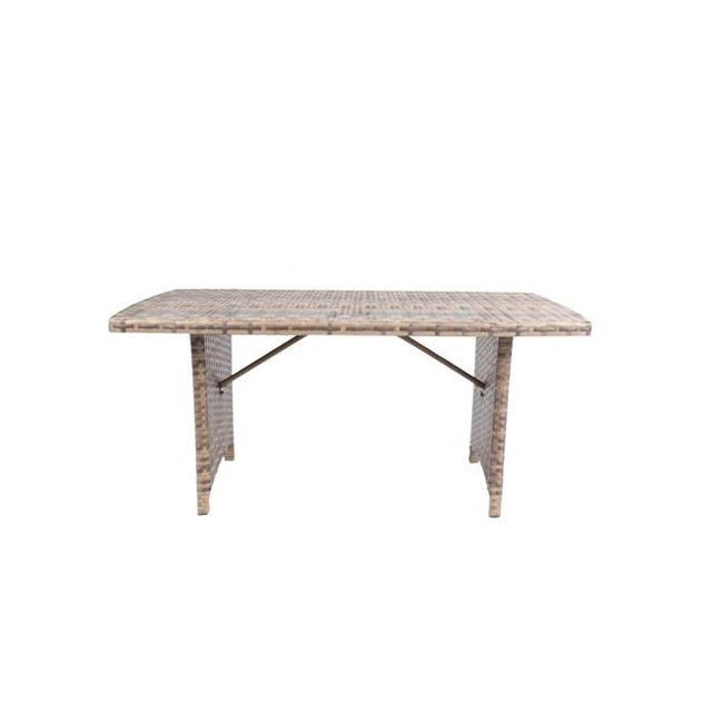 Baner Garden A106 300 lbs Outdoor Rectangular Glass Rattan Pool Patio Dining Table - Dark Grey & Light Grey