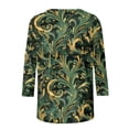 thumbnail image 5 of Jsaierl 3/4 Length Sleeve Tops for Women Summer Round Neck Shirts Boho Floral Ladies Blouses Flowy Loose Fit Tunic Top S-2XL, 5 of 5