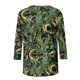 thumbnail image 4 of Tops de Manga Larga de Mujer 3/4 Manga Flores Impresas Cuello Redondo Blusa Casual Estiramiento Suave, 4 of 5