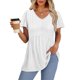 thumbnail image 4 of Vestido Corto de Verano Color Sólido Cerradura Manga Corta Cuello Redondo Top / Camisa Poliéster, Blusa Casual de Moda para la Primavera Y el Verano, 4 of 9