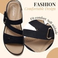 thumbnail image 4 of Littleplum Women's Arch Support Wide Width Flat Sandals with Double Adjustable Straps, Black, Size 9, 4 of 12