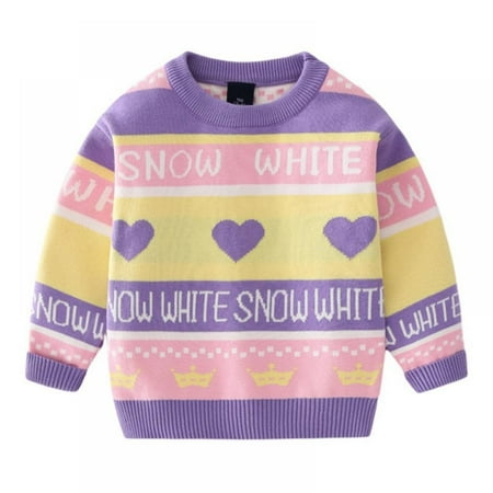 

Little Girls Knit Sweater Long Sleeve Warm Sweater Crewneck Pullover Tops