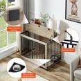 thumbnail image 6 of Pefilos 38" Dog Crate with Rotatable Feeding Bowl, Wheels, Three Doors Kennel Flip-Up Top Opening, Furniture Style Dog Cage for Indoor Dogs, Gray, 6 of 16