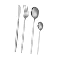 thumbnail image 4 of Juego de 4 cubiertos de cocina de acero inoxidable multifuncionales, cuchillos, tenedores y cucharas para fiestas de cumpleaños y festivales. Plata, 4 of 9