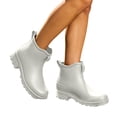 thumbnail image 2 of Women’s Flat Heel Waterproof PVC Ankle Rain Boots, Non-Slip Slip On Short Rubber Footwear for Garden, Kitchen & Outdoor Working White 7, 2 of 7