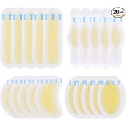 SATINIOR 20Pcs Blister Pads, Blister Bandages, Blister Gel Guard, Waterproof Blister Prevention New Material Blister Cushions for Fingers, Toes, Forefoot, Heel