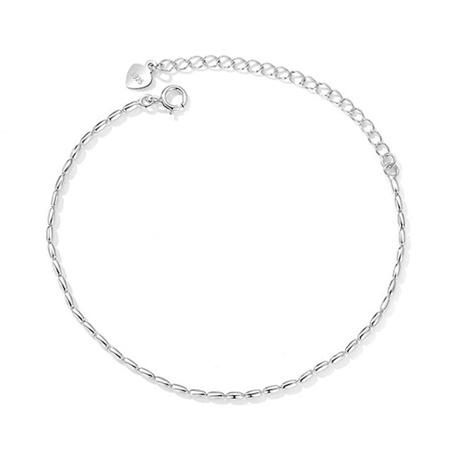 Brazalete de Cadena de Plata Qarigey para Mujer Ajustable Forma de Arroz