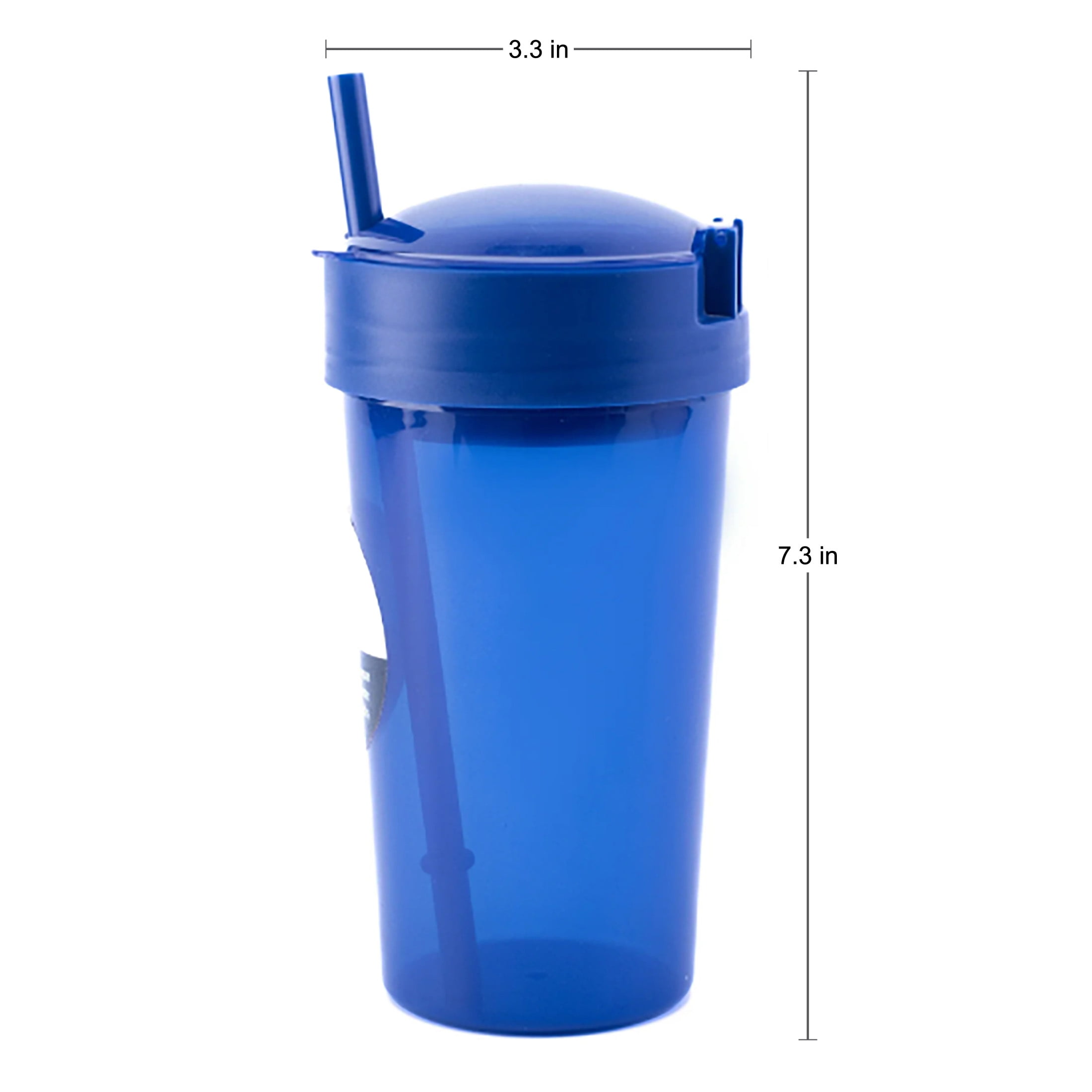 Your Zone Plastic Blue Snack Tumbler with Straw, 14 oz