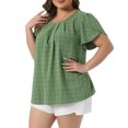 thumbnail image 2 of DARING DIVA Women's Plus Swiss Dot Crew Neck Tulip Top 4X Green, 2 of 6