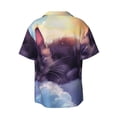 thumbnail image 6 of Lsque Colorful Cloud Sleeping Cat print Men's Cuban Collar Short Sleeve Shirt Summer Beachwear Casual Button Down Fashionable Vacation Leisure Shirt-X-Large, 6 of 7