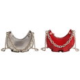 thumbnail image 1 of Bolso De Hombro Crescent Mujer Cadena De Cuero De PU Viaje Femenino Plata, 1 of 6