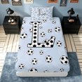 thumbnail image 3 of meiyoeat Cartoon Honeycomb L Letter Twin Sheets for Boys, Cute Football Lover Bedding, 3pcs, 1 Flat Sheet, 1 Fitted Sheet and 1 Pillowcase, 3 of 6