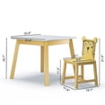 thumbnail image 3 of Tcbosik Kids Table & Chairs Set, 5 Piece Kiddy Table and Chair Set, Square Wood Table, 4 Chairs with Cartoon Animals Backrest, Toddler Table and Chair Set for Child 3-8 Years Old, White, 3 of 8