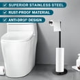 thumbnail image 3 of FUYGRCJ Toilet Paper Holder, Free Standing Toilet Roll Holder with Top Storage Shelf Rustproof Stainless Steel Toilet Paper Stand Pedestal Toilet Paper Dispenser No Drilling Toilet Paper Holder Stand, 3 of 10