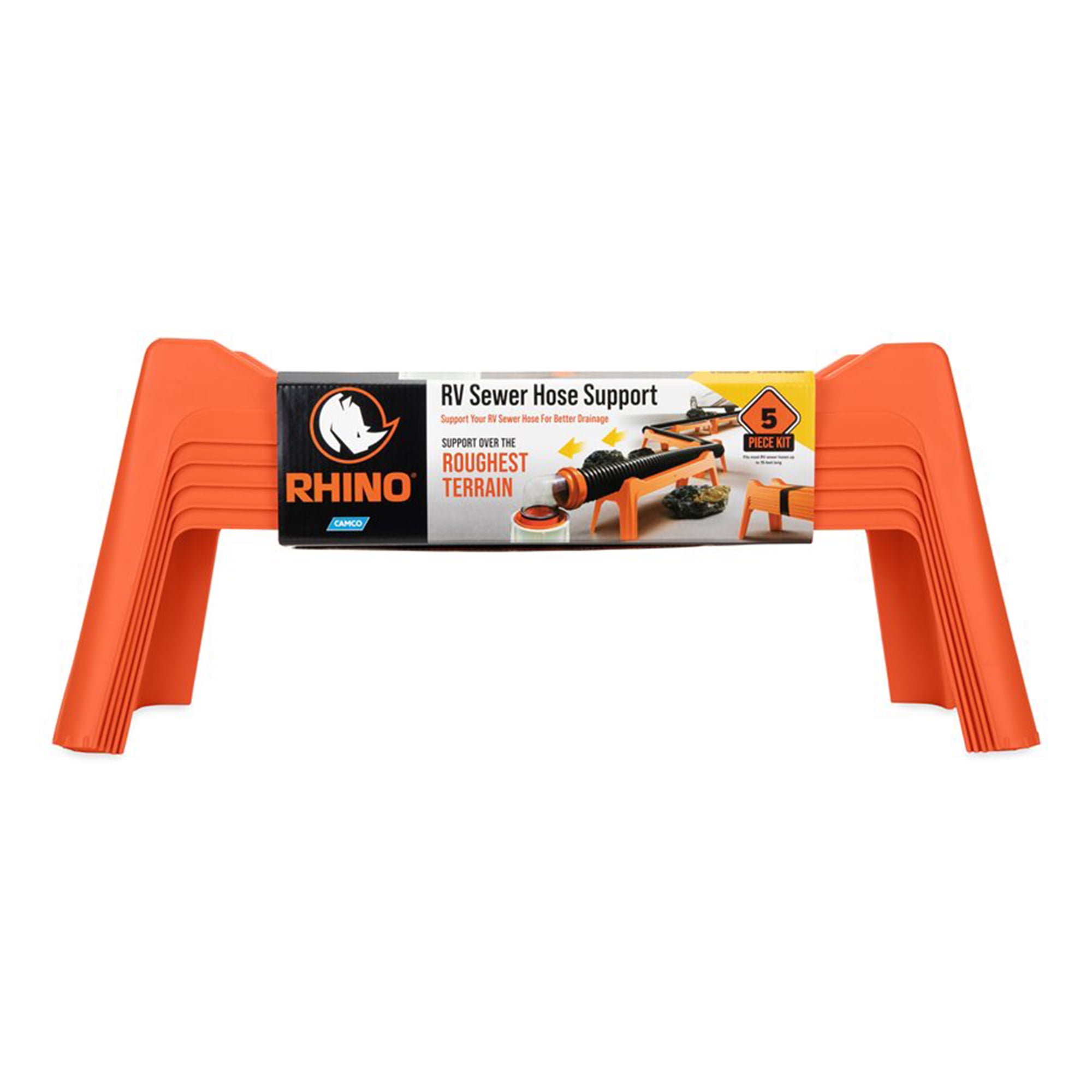 Camco Rhino Nesting RV Sewer Hose Support Kit for Stable Drainage, (5 Pack)