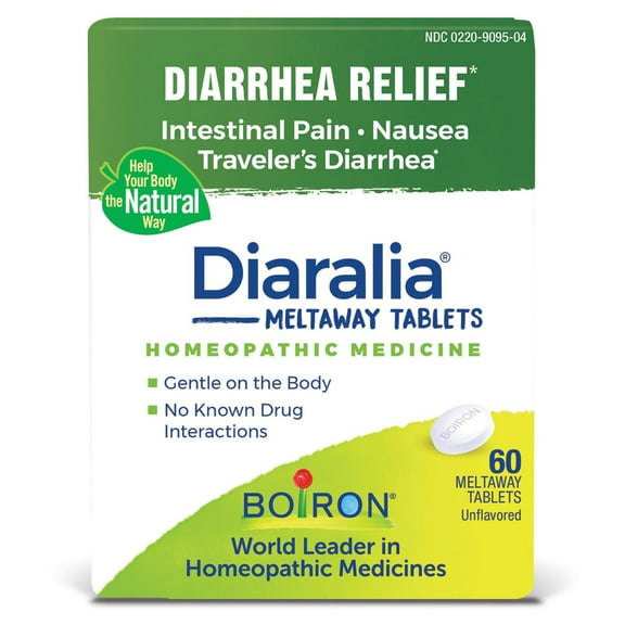 Boiron Diaralia Tablets, Homeopathic Medicine for Diarrhea Relief, Intestinal Pain, Nausea, Traveler's Diarrhea, 60 Meltaway Tablets