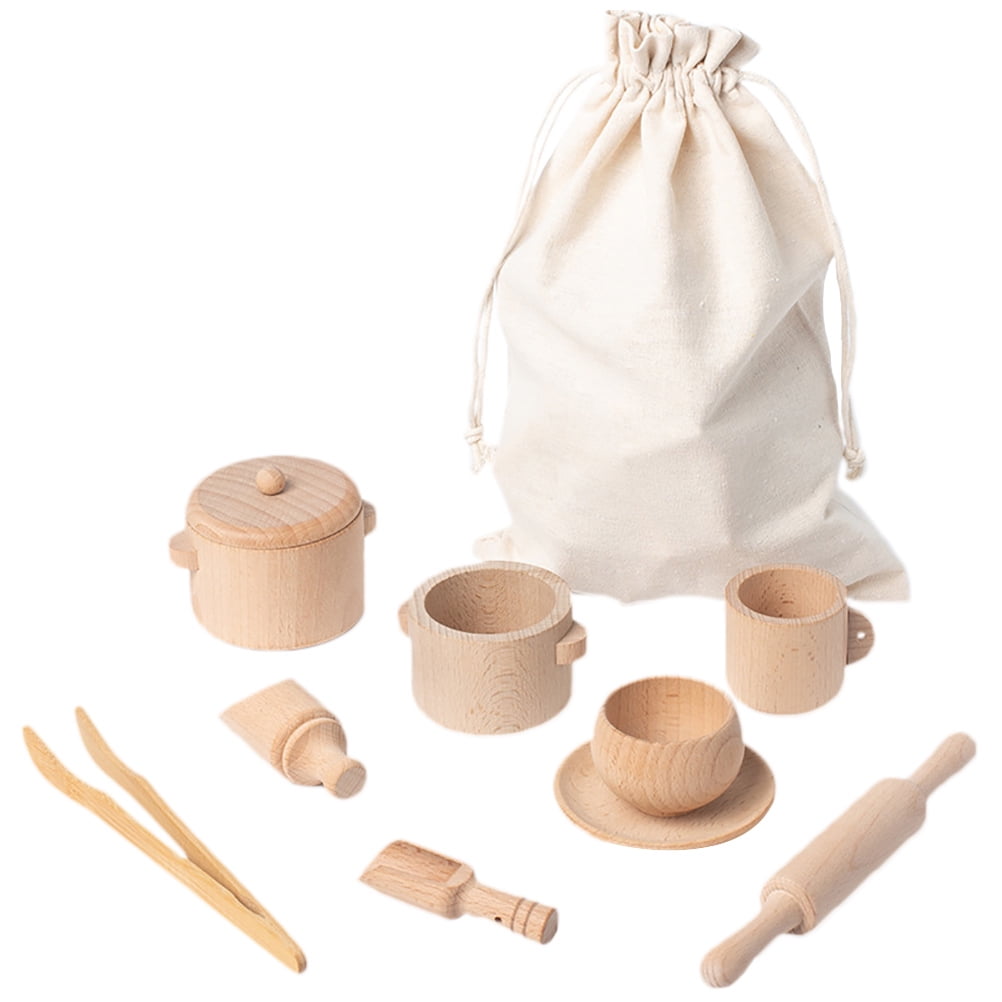 1 Set of Wooden Afternoon Tea Set Toddler Tea Party Set Kids Playing