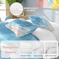 thumbnail image 2 of 3 Piece Blue Waves Duvet Cover Set Full Size, Microfiber Comforter/Quilt Cover with Corner Ties and 2 Pillowcases, Gradient Beach Abstract Oil Painting Art All Season Soft Bedding with Zipper Closure, 2 of 8
