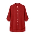 thumbnail image 6 of YanHoo Womens Button Down Shirts Trendy Roll Up Long Sleeve Shirt Loose Dressy Casual Tops Going Out Work Blouses, 6 of 8
