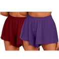 thumbnail image 2 of LEBONYARD Summer Clearance Womens Shorts,Women's Shorts in Popular Patterns,2pc Women's Summer Solid Color Sexy Elastic Waist Side Pleated Casual Shorts Purple S, 2 of 6