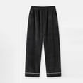 thumbnail image 2 of AINIYS Women's Fleece Pants Elastic Waist Contrast Trim Trousers for Sleep Loungewear Daily Wear Black XL, 2 of 6