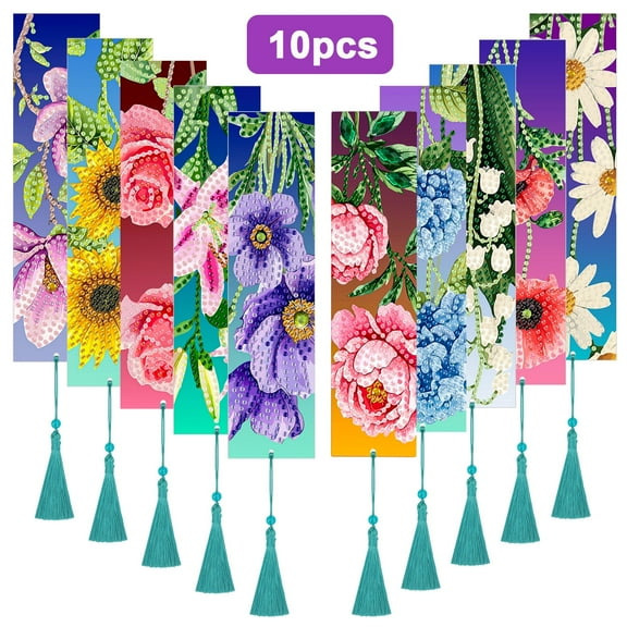 10pcs DIY Diamond Painting Tassel Bookmark Kit, EEEkit Rhinestone Art Craft Bookmark Gift