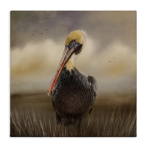 Stupell Industries Rustic Lodge Pelican Cloudy Nature Sky Wildlife Canvas Art, 17 x 17, by Kelley Parker