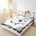thumbnail image 3 of Feelyou Kawaii Ghost Black Cat King Sheets, Halloween Bat Spider Bedding, 4-Piece, 1 Flat Sheet, 1 Fitted Sheet and 2 Pillowcases, 3 of 5