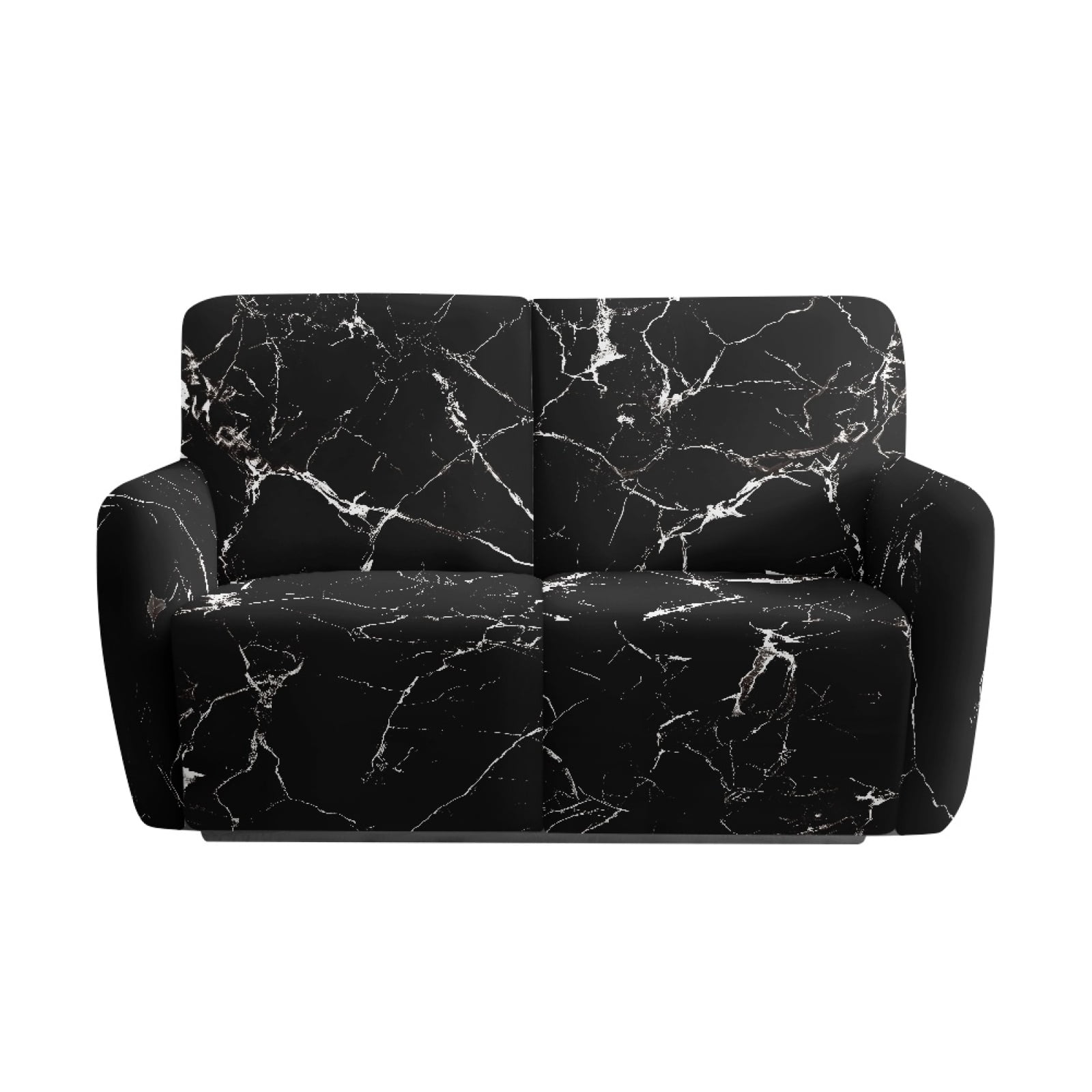 Xoenoiee Black Marble Print Recliner Loveseat Cover, Stretch Reclining Sofa Covers with Pockets, Washable Lazy Boy Recliner Slipcovers, Leakproof Couch Protector for Kids, Pets