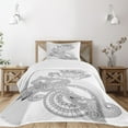 thumbnail image 3 of Ambesonne Floral Quilted Bedspread Set 2 Pcs, Blossoming Flowers Print Art, Twin Size, White and Black, 3 of 6