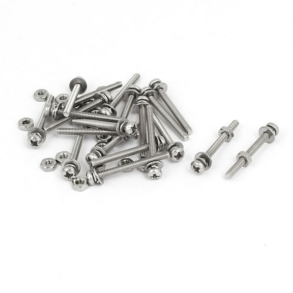 Uxcell M2 x 20mm 304 Stainless Steel Pan Head Screws Nuts w Washers (20 Sets)