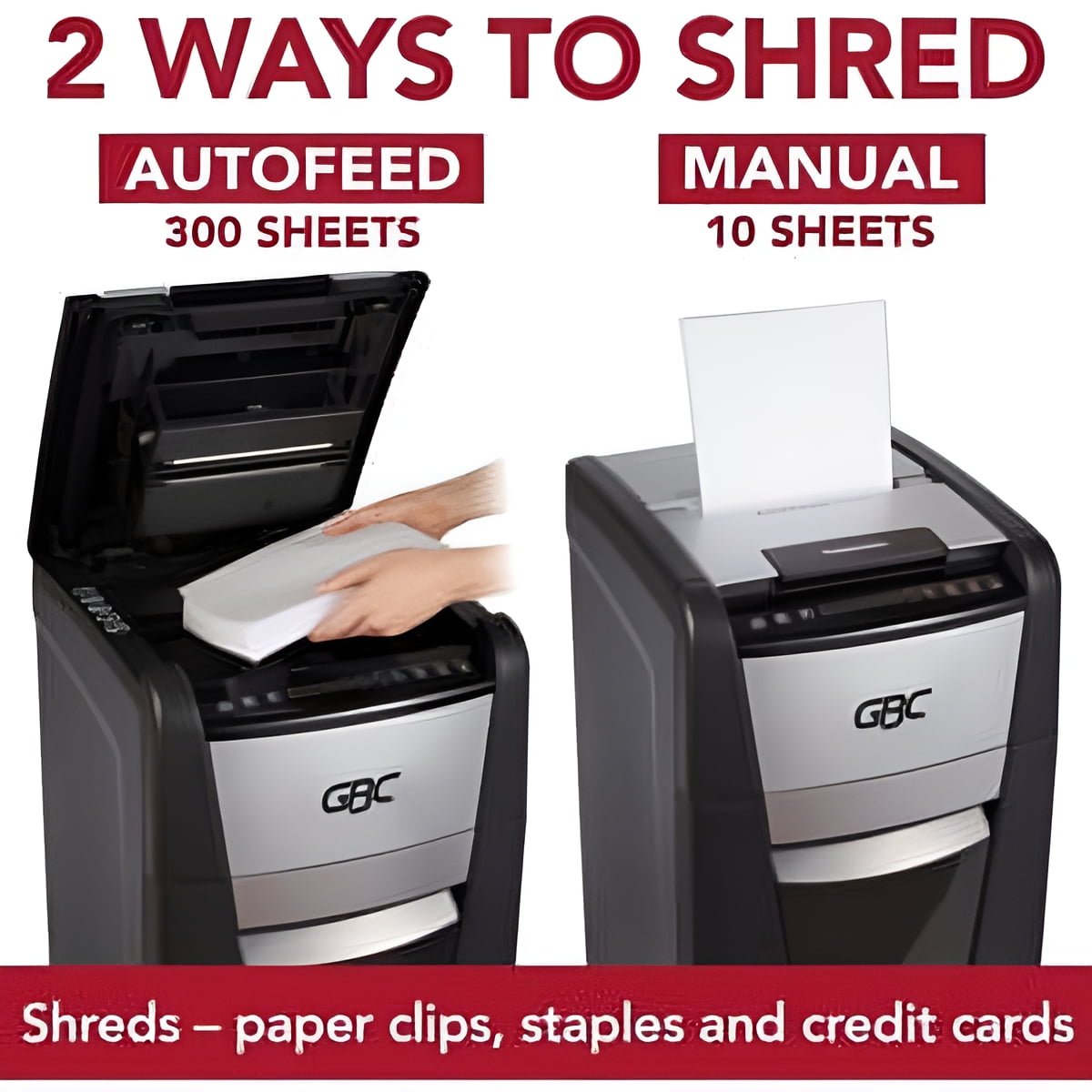 GBC AutoFeed+ Office Shredder, 300X, Super Cross-Cut, 300 Sheets