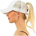 thumbnail image 1 of LAICAIW Ponytail Baseball Cap Messy High Bun Adjustable Mesh Trucker Sun Hat for Women, 1 of 6