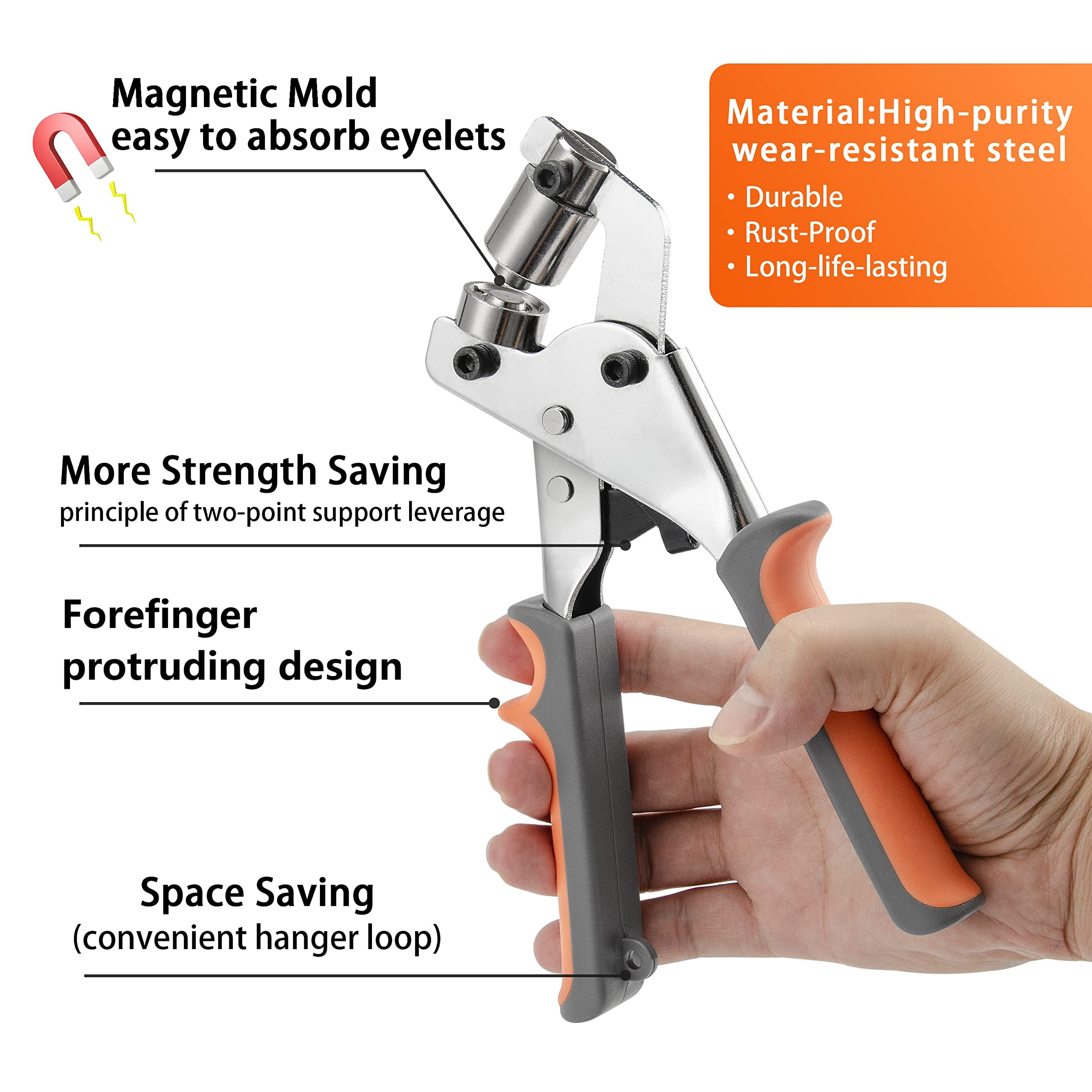 Grommet Tool Kit Eyelet Plier:  Handheld Puncher Set With 500pcs 3/8 Inch (10mm) Grommets Manual Kits Press Machine For Banner