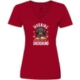 thumbnail image 3 of Inktastic Protected by a Dachshund Dog Women's V-Neck T-Shirt, 3 of 5