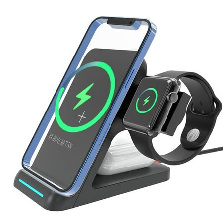 Wireless Charging Station Magnetic Wireless Charger 2025 Upgrade 15W Fast Wireless Charger 3 in 1 Multi-functional Universal Chargers Support Simultaneous Charging Of Multiple Devices