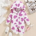 thumbnail image 2 of Likimi Girls Romper Long Sleeve Print Hooded Jumpsuit Fashion Soft Fall Winter Onesie Size 6-9 Months Purple, 2 of 4