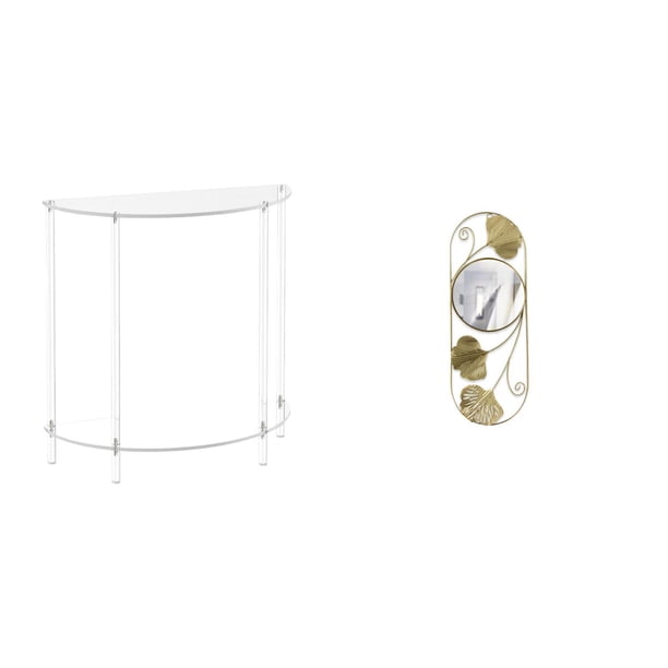 Mesa Auxiliar Con Espejo Acrílico Para Espacios Pequeños, Mesa Auxiliar De Dos Niveles, Mesita De Noche Delgada Para Baño, Hogar, Sala De Estar, Pasillo, Gabinete, Entrada, Decoración Del