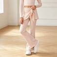 thumbnail image 4 of OGLCCG 2-Pack Girls Flare Leggings with Tie Wrap Skirted,High Waist Bootcut Bell Bottoms,School Performance Dance Pants Size 5, 4 of 8