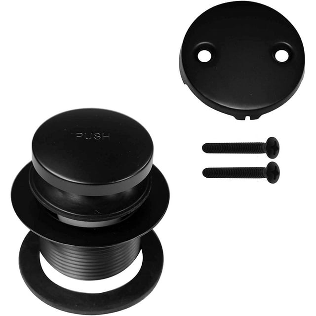Westbrass 1.5 Inch Universal Tiptoe Bathtub Trim Set w/ 2 Hole Faceplate, Black