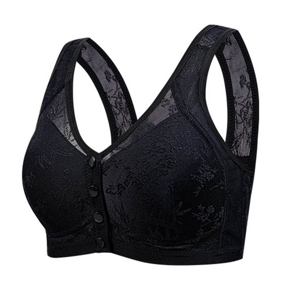 Ynynloco Lace Bras for Women Front Closure No Underwire Full Coverage Comfort Soft Snap Closing Bra