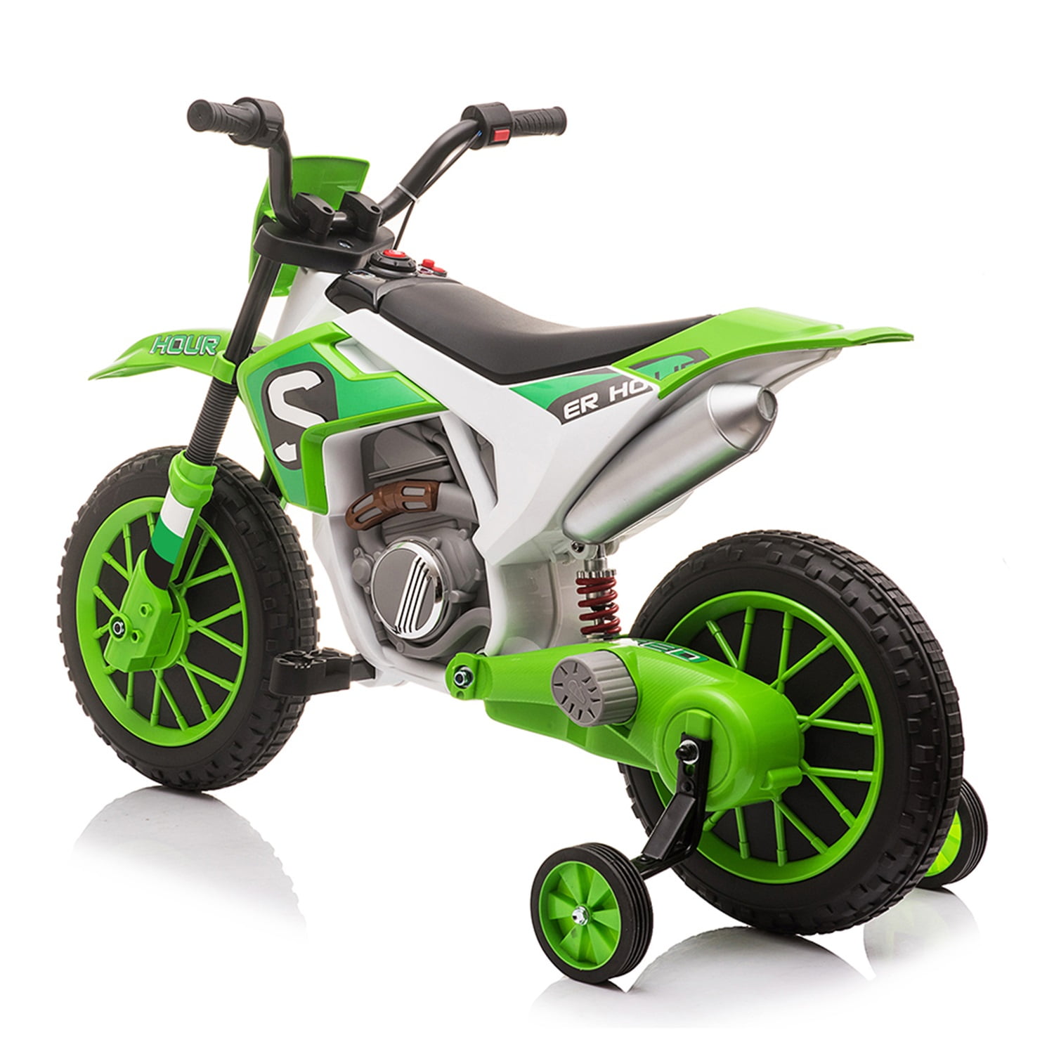 CIPACHO 12V Kids Ride On Toy Motorcycle, Electric Motor Toy Bike with Training Wheels for Kids 3-6 Kids Car, Green
