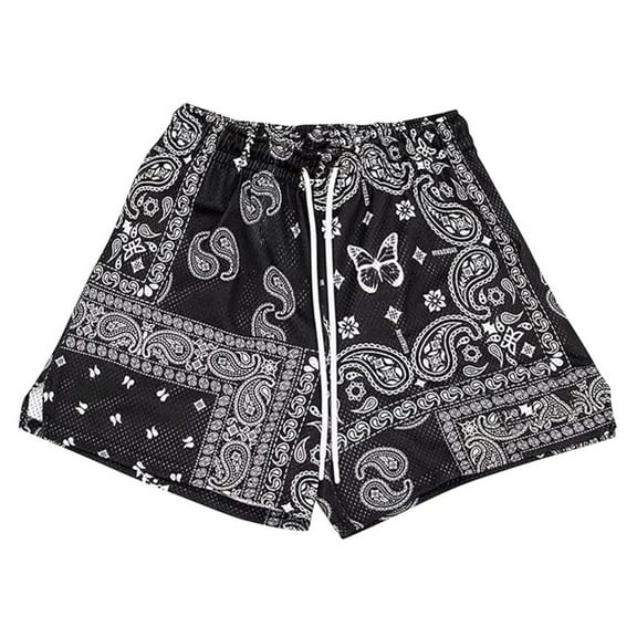 NAFUU Men's Casual Shorts Mesh Graphic Print Sport Shorts Breathable Comfortable Stylish Retro Beach Shorts Mens Athletic Shorts Cargo Trousers