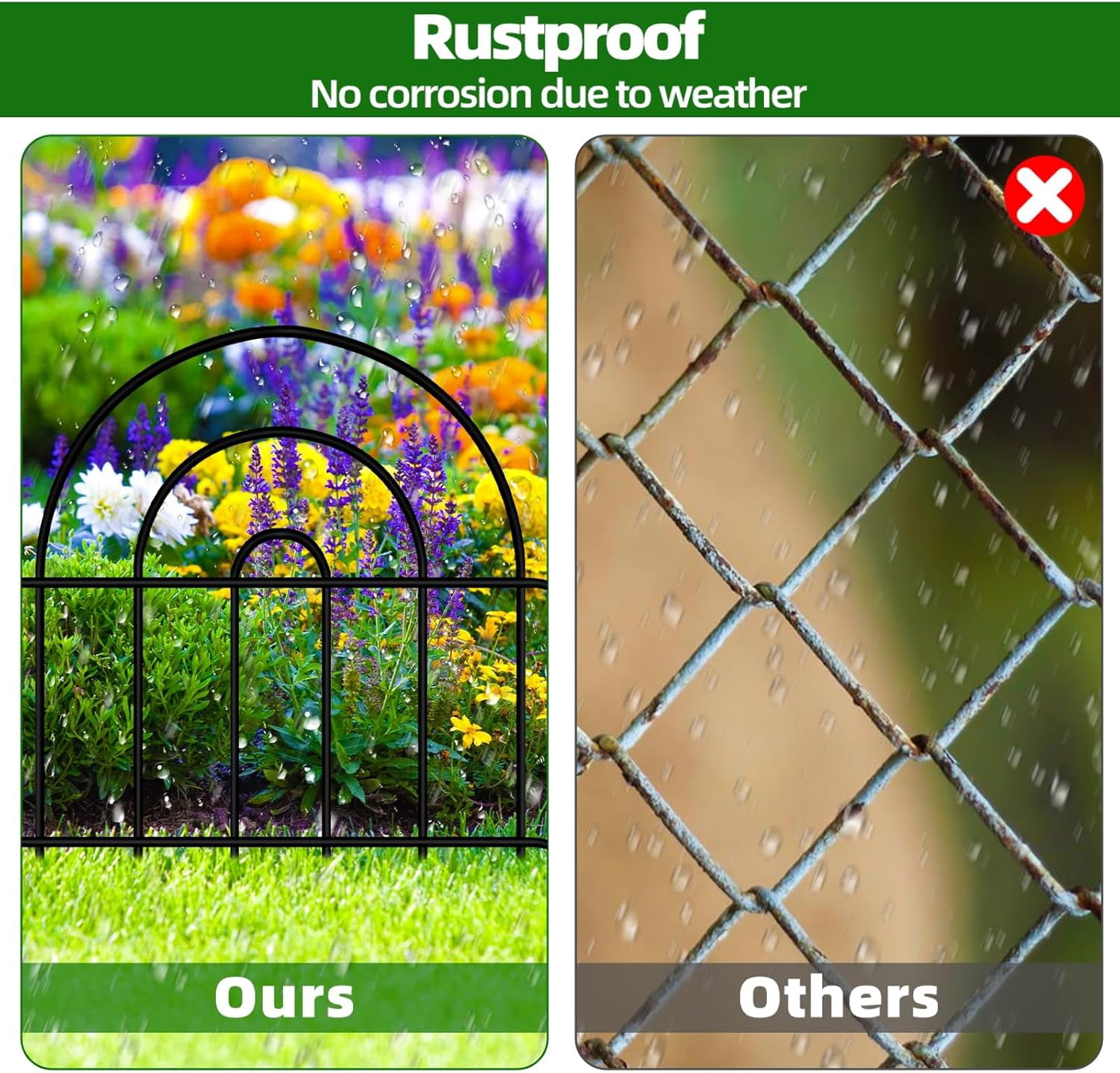 Decorative Garden Fence, 32 Panels No  Fence 45.3ft(L) x13in(H) Animal Barrier for Dog Rabbit, Arched Flower Bed Wire Border Rustproof Metal Panel Fencing for Yard  Outdoor Decor