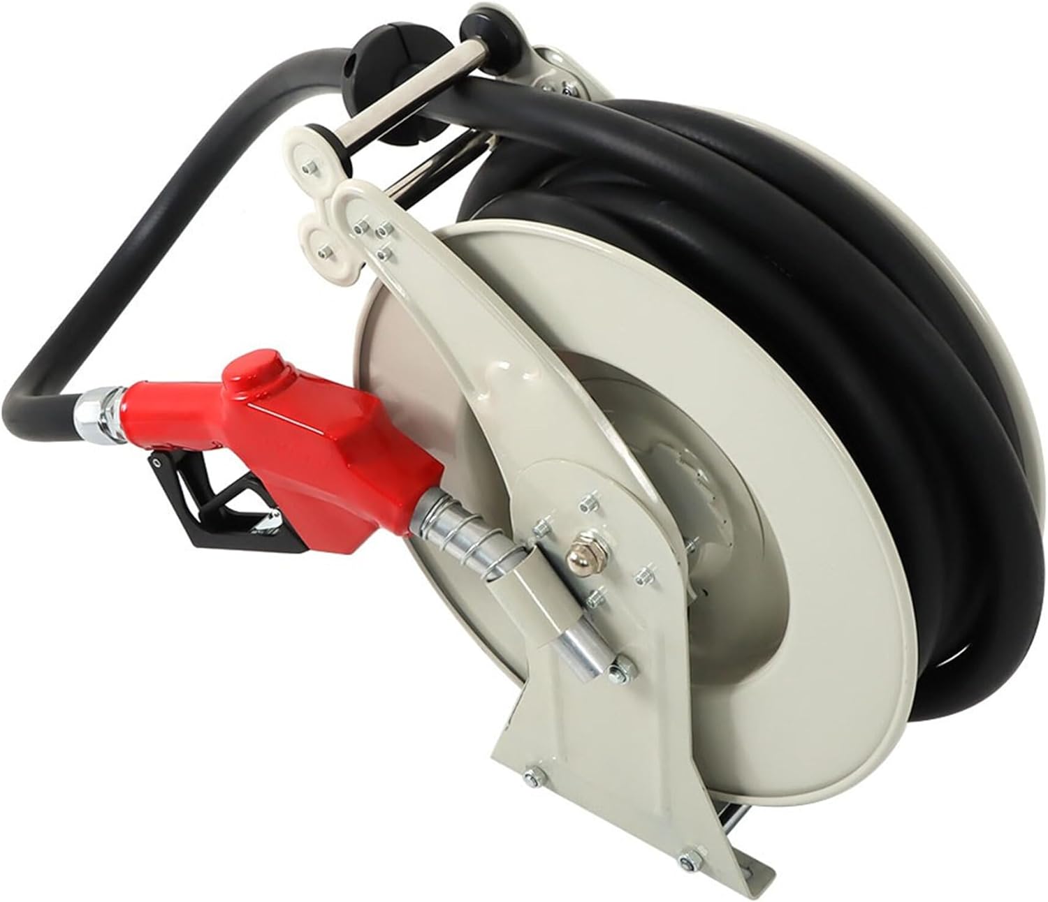 Fuel Hose Reel 1 Inch x 33 Feet Diesel Hose Reel Steel Structure Base Rubber Hose with Fuel Nozzle Hose Reel