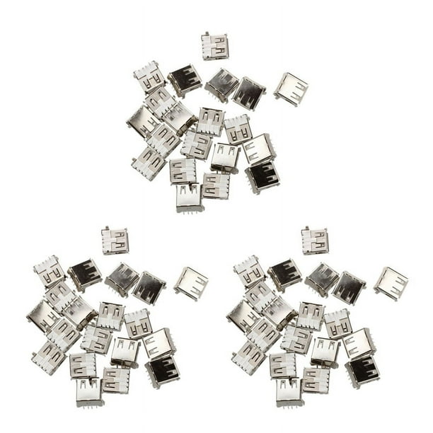 60Pzs Conector de Enchufe Jack Clavija de Angulo Recto DIP 4 de Tipo A Hembra USB